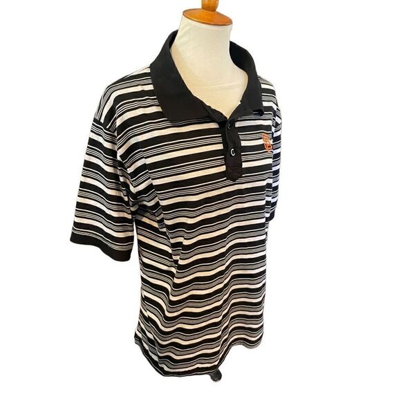 Genuine Merchandise True Fan Black&White Striped Half Button Down Short Sleeve S - Picture 3 of 10